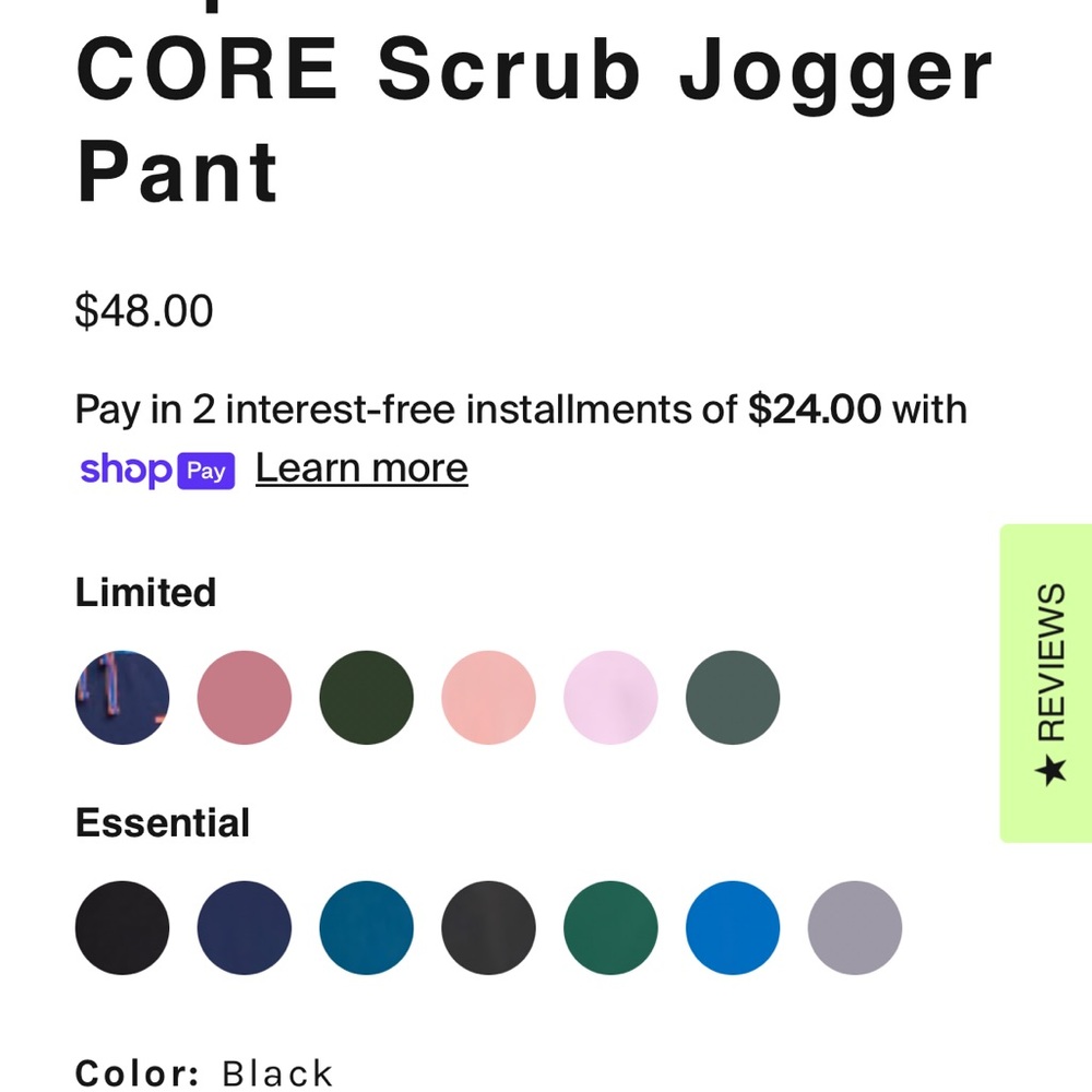 CORE Scrub Jogger Pant - Black